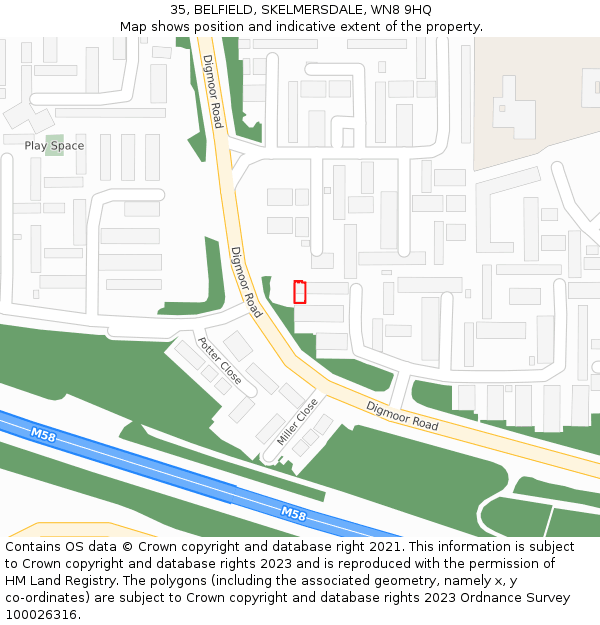 35, BELFIELD, SKELMERSDALE, WN8 9HQ: Location map and indicative extent of plot