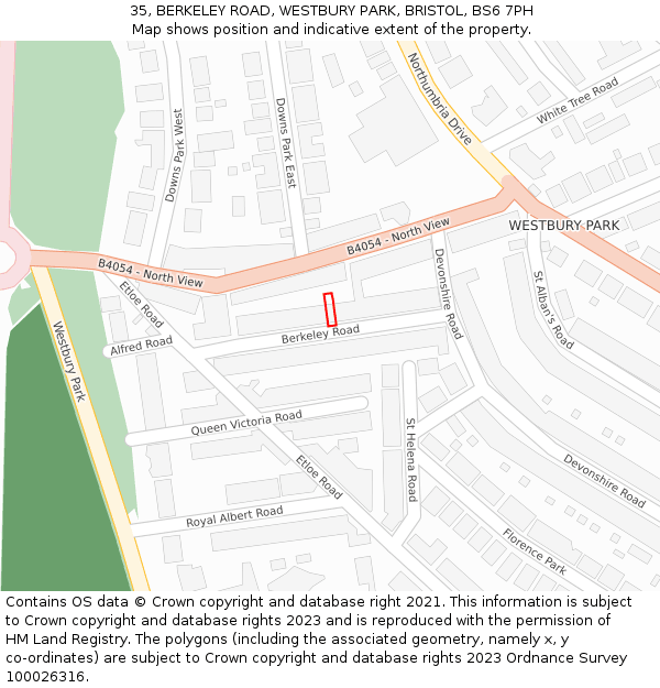 35, BERKELEY ROAD, WESTBURY PARK, BRISTOL, BS6 7PH: Location map and indicative extent of plot