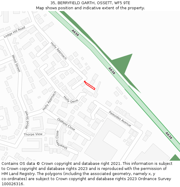 35, BERRYFIELD GARTH, OSSETT, WF5 9TE: Location map and indicative extent of plot