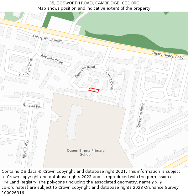 35, BOSWORTH ROAD, CAMBRIDGE, CB1 8RG: Location map and indicative extent of plot