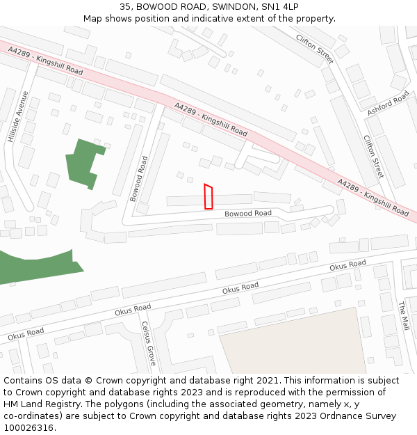35, BOWOOD ROAD, SWINDON, SN1 4LP: Location map and indicative extent of plot