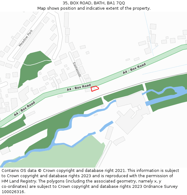 35, BOX ROAD, BATH, BA1 7QQ: Location map and indicative extent of plot