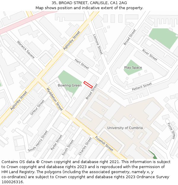 35, BROAD STREET, CARLISLE, CA1 2AG: Location map and indicative extent of plot
