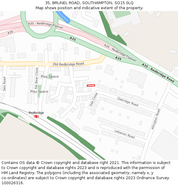 35, BRUNEL ROAD, SOUTHAMPTON, SO15 0LQ: Location map and indicative extent of plot