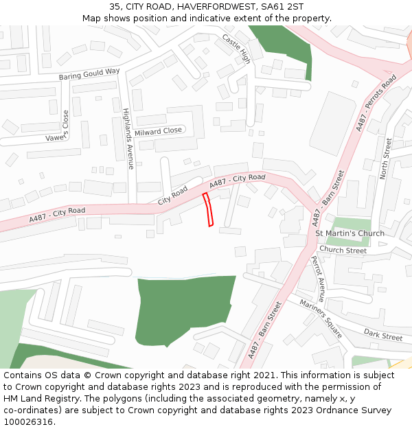 35, CITY ROAD, HAVERFORDWEST, SA61 2ST: Location map and indicative extent of plot