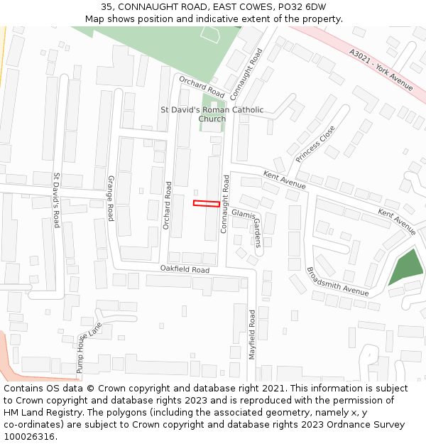 35, CONNAUGHT ROAD, EAST COWES, PO32 6DW: Location map and indicative extent of plot