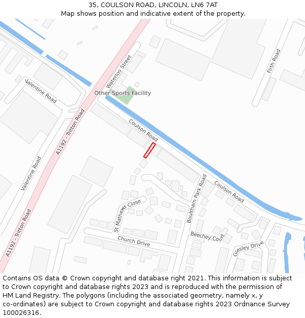35, COULSON ROAD, LINCOLN, LN6 7AT: Location map and indicative extent of plot