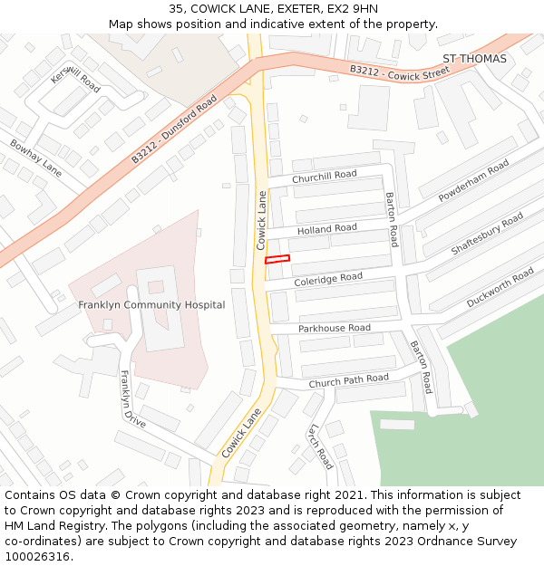 35, COWICK LANE, EXETER, EX2 9HN: Location map and indicative extent of plot