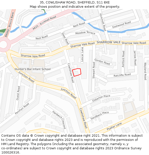 35, COWLISHAW ROAD, SHEFFIELD, S11 8XE: Location map and indicative extent of plot
