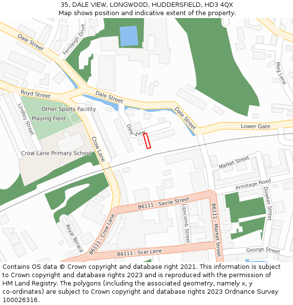 35, DALE VIEW, LONGWOOD, HUDDERSFIELD, HD3 4QX: Location map and indicative extent of plot