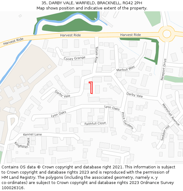 35, DARBY VALE, WARFIELD, BRACKNELL, RG42 2PH: Location map and indicative extent of plot