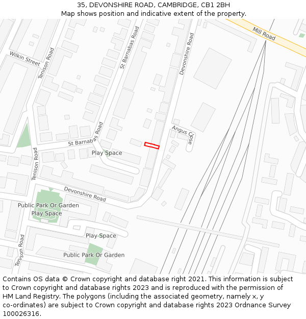 35, DEVONSHIRE ROAD, CAMBRIDGE, CB1 2BH: Location map and indicative extent of plot