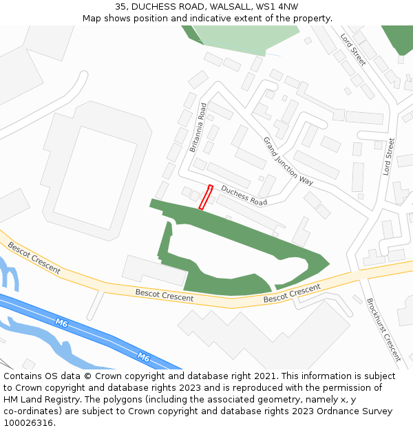 35, DUCHESS ROAD, WALSALL, WS1 4NW: Location map and indicative extent of plot