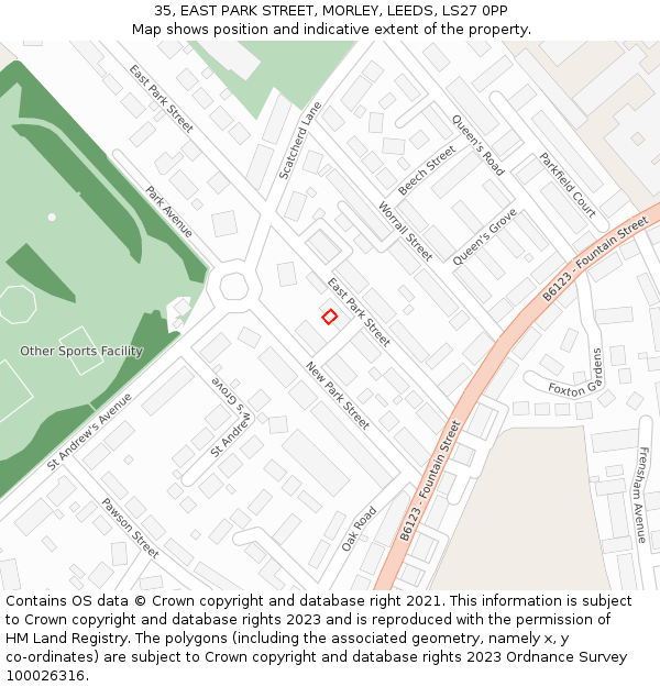 35, EAST PARK STREET, MORLEY, LEEDS, LS27 0PP: Location map and indicative extent of plot