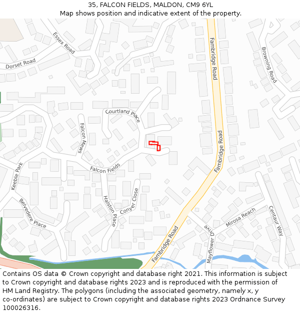 35, FALCON FIELDS, MALDON, CM9 6YL: Location map and indicative extent of plot