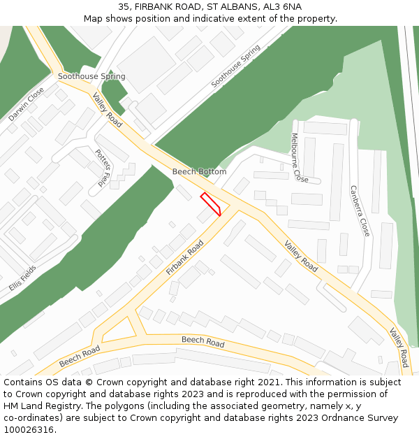 35, FIRBANK ROAD, ST ALBANS, AL3 6NA: Location map and indicative extent of plot