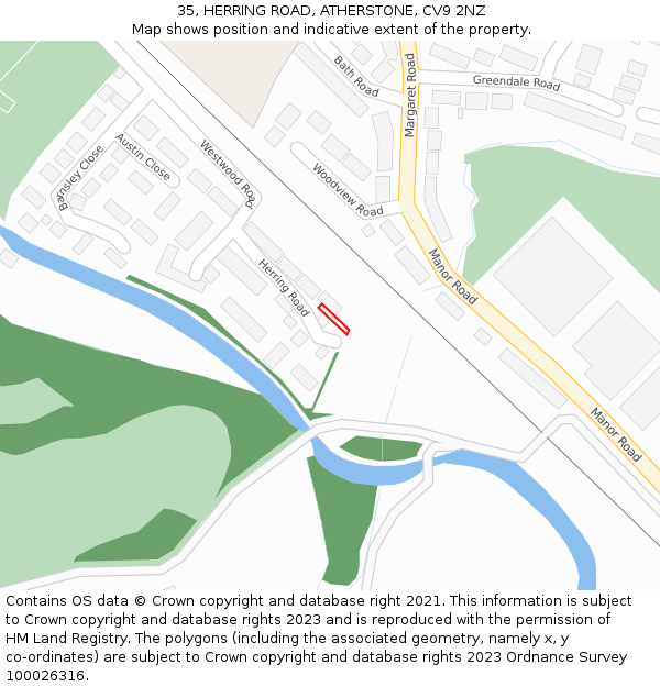 35, HERRING ROAD, ATHERSTONE, CV9 2NZ: Location map and indicative extent of plot