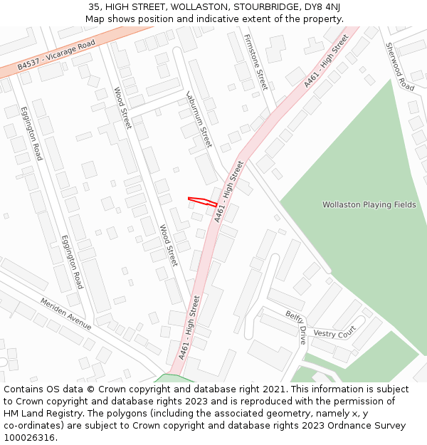 35, HIGH STREET, WOLLASTON, STOURBRIDGE, DY8 4NJ: Location map and indicative extent of plot