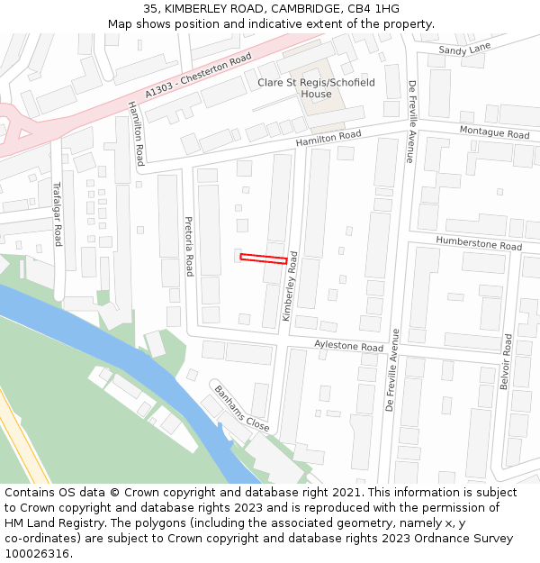 35, KIMBERLEY ROAD, CAMBRIDGE, CB4 1HG: Location map and indicative extent of plot