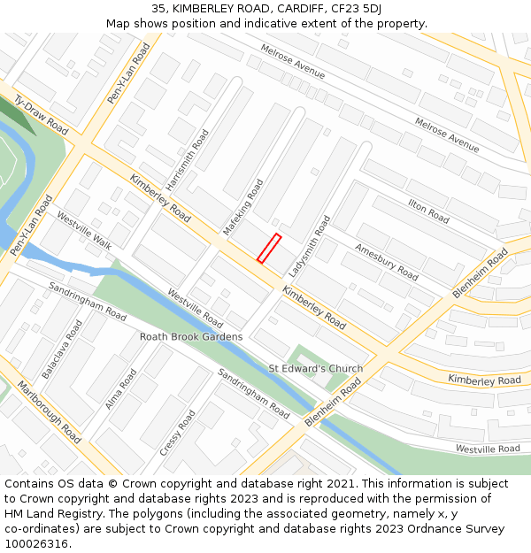 35, KIMBERLEY ROAD, CARDIFF, CF23 5DJ: Location map and indicative extent of plot