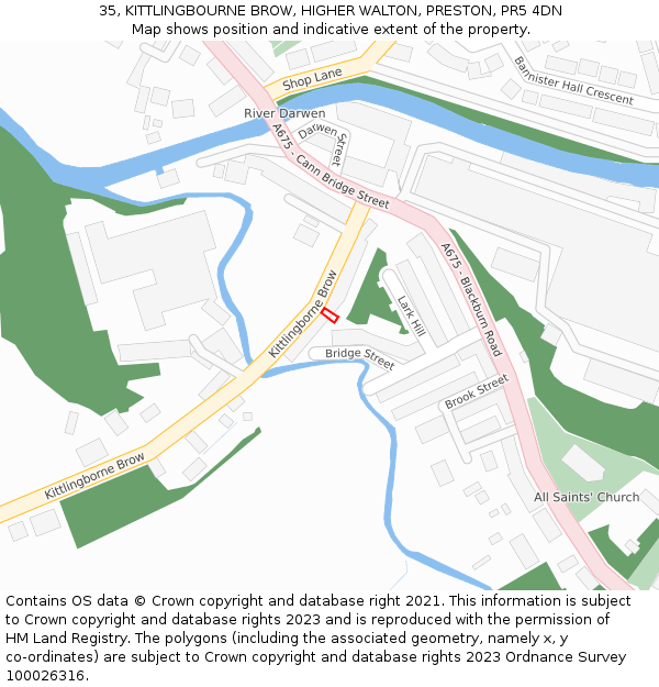 35, KITTLINGBOURNE BROW, HIGHER WALTON, PRESTON, PR5 4DN: Location map and indicative extent of plot