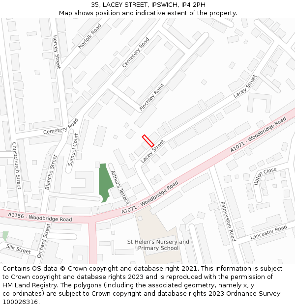 35, LACEY STREET, IPSWICH, IP4 2PH: Location map and indicative extent of plot