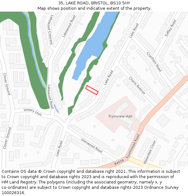 35, LAKE ROAD, BRISTOL, BS10 5HY: Location map and indicative extent of plot