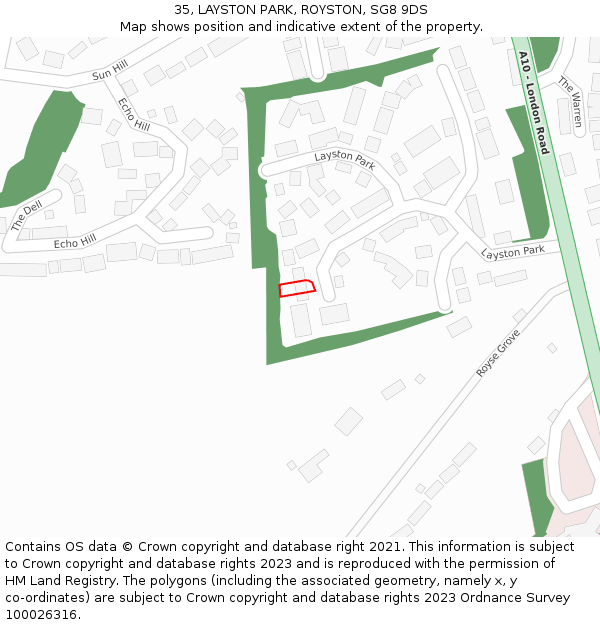 35, LAYSTON PARK, ROYSTON, SG8 9DS: Location map and indicative extent of plot