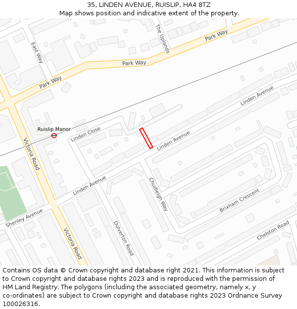 35, LINDEN AVENUE, RUISLIP, HA4 8TZ: Location map and indicative extent of plot