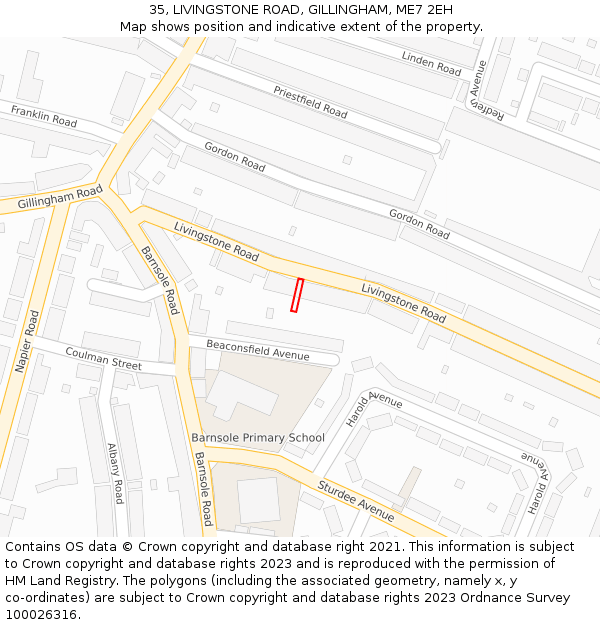35, LIVINGSTONE ROAD, GILLINGHAM, ME7 2EH: Location map and indicative extent of plot