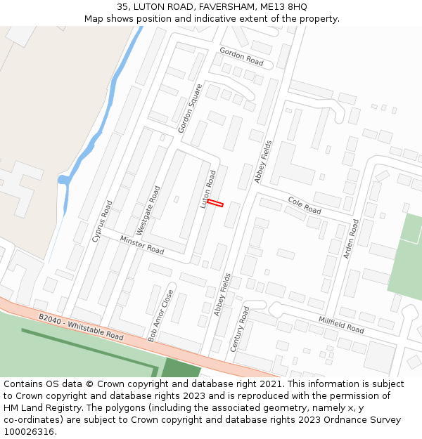 35, LUTON ROAD, FAVERSHAM, ME13 8HQ: Location map and indicative extent of plot