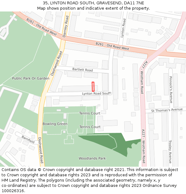35, LYNTON ROAD SOUTH, GRAVESEND, DA11 7NE: Location map and indicative extent of plot
