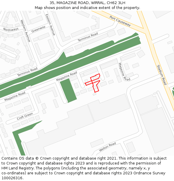 35, MAGAZINE ROAD, WIRRAL, CH62 3LH: Location map and indicative extent of plot