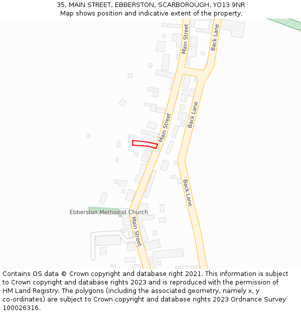 35, MAIN STREET, EBBERSTON, SCARBOROUGH, YO13 9NR: Location map and indicative extent of plot