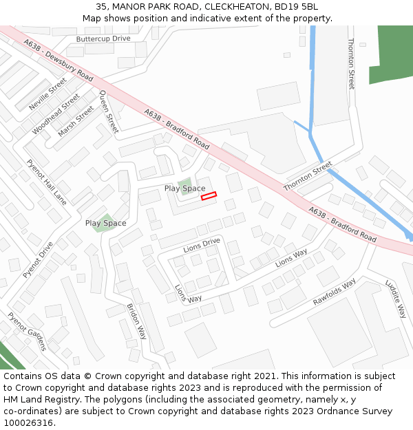 35, MANOR PARK ROAD, CLECKHEATON, BD19 5BL: Location map and indicative extent of plot