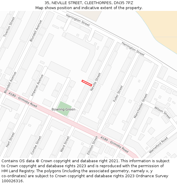 35, NEVILLE STREET, CLEETHORPES, DN35 7PZ: Location map and indicative extent of plot
