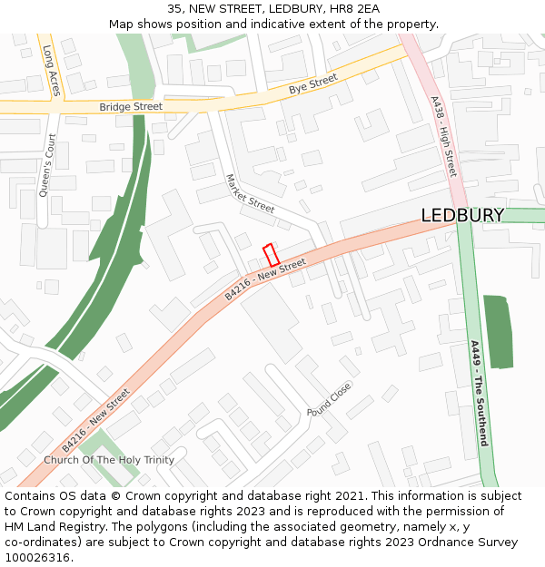35, NEW STREET, LEDBURY, HR8 2EA: Location map and indicative extent of plot