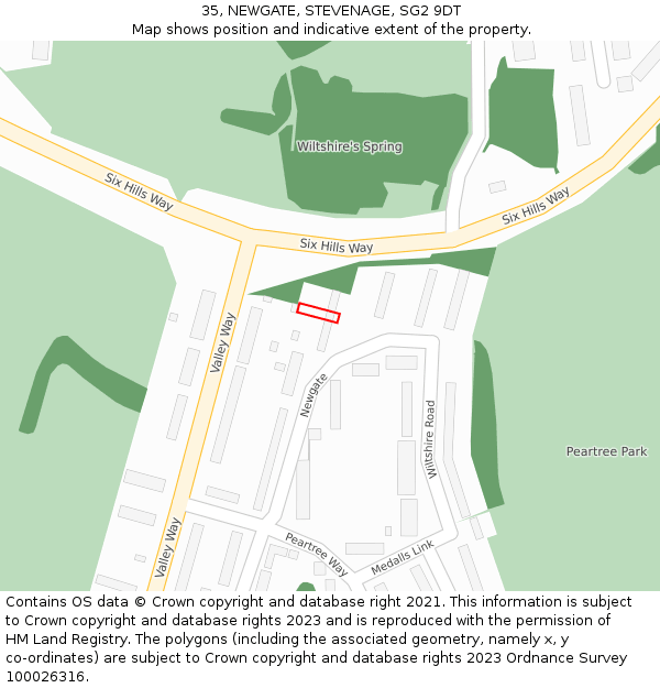 35, NEWGATE, STEVENAGE, SG2 9DT: Location map and indicative extent of plot