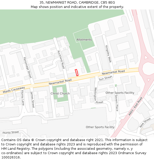 35, NEWMARKET ROAD, CAMBRIDGE, CB5 8EG: Location map and indicative extent of plot