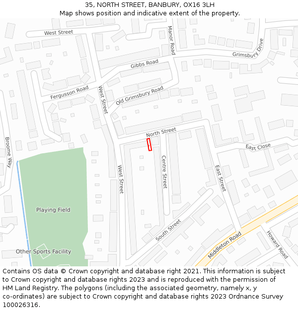 35, NORTH STREET, BANBURY, OX16 3LH: Location map and indicative extent of plot