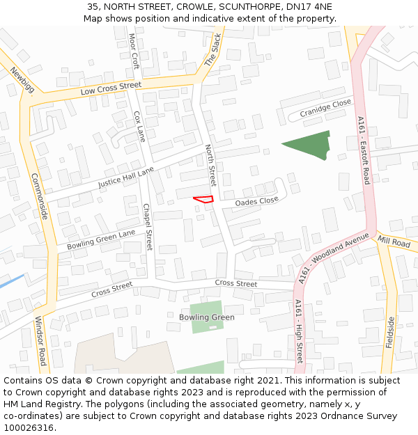 35, NORTH STREET, CROWLE, SCUNTHORPE, DN17 4NE: Location map and indicative extent of plot