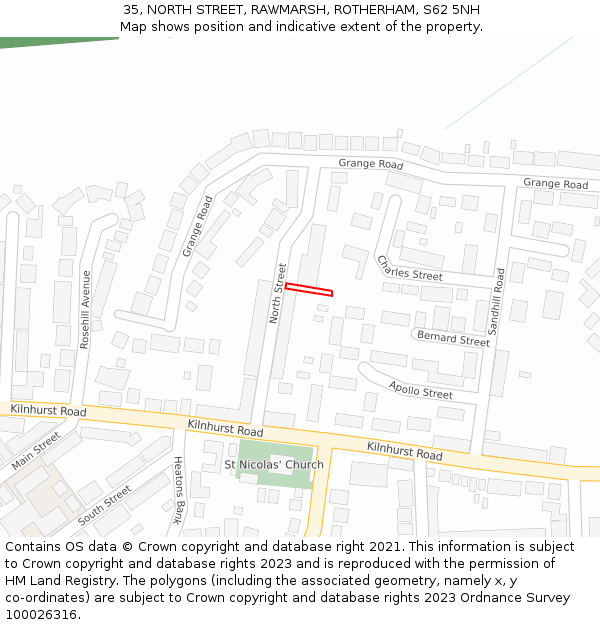 35, NORTH STREET, RAWMARSH, ROTHERHAM, S62 5NH: Location map and indicative extent of plot