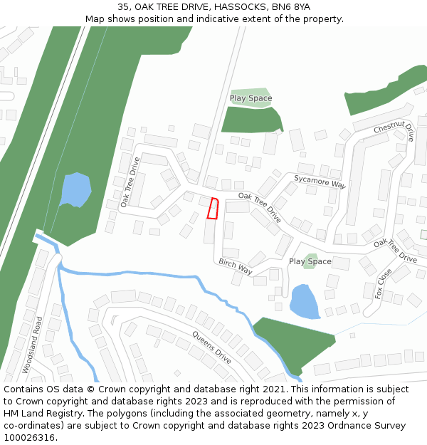 35, OAK TREE DRIVE, HASSOCKS, BN6 8YA: Location map and indicative extent of plot