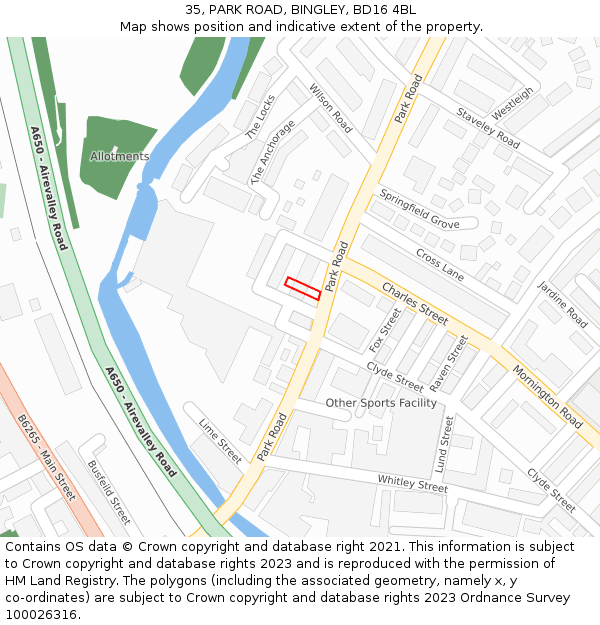35, PARK ROAD, BINGLEY, BD16 4BL: Location map and indicative extent of plot