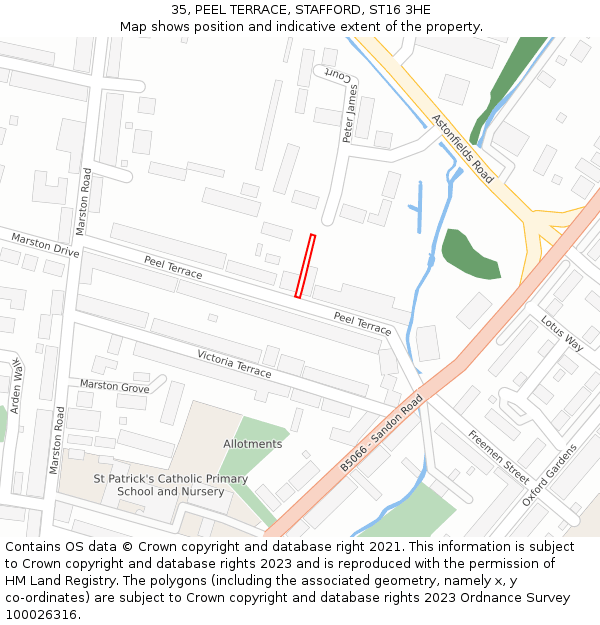 35, PEEL TERRACE, STAFFORD, ST16 3HE: Location map and indicative extent of plot
