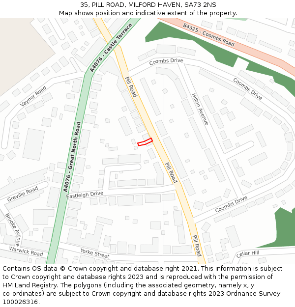 35, PILL ROAD, MILFORD HAVEN, SA73 2NS: Location map and indicative extent of plot
