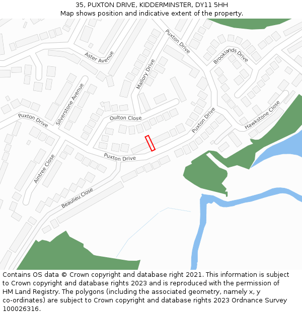 35, PUXTON DRIVE, KIDDERMINSTER, DY11 5HH: Location map and indicative extent of plot