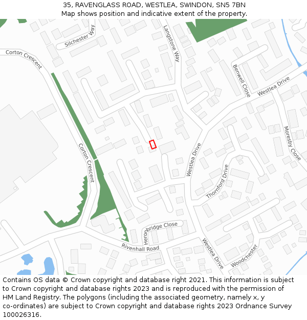 35, RAVENGLASS ROAD, WESTLEA, SWINDON, SN5 7BN: Location map and indicative extent of plot