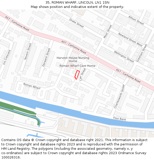 35, ROMAN WHARF, LINCOLN, LN1 1SN: Location map and indicative extent of plot