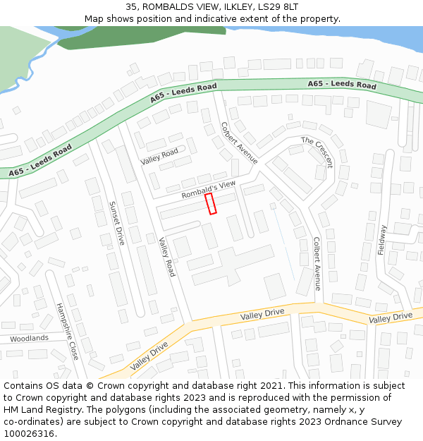 35, ROMBALDS VIEW, ILKLEY, LS29 8LT: Location map and indicative extent of plot